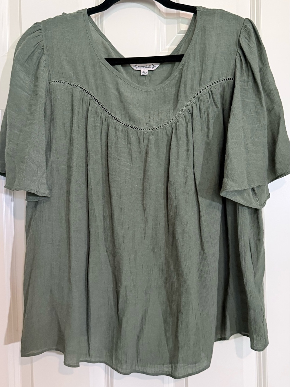 Nannette Light Olive Green Peasant Blouse